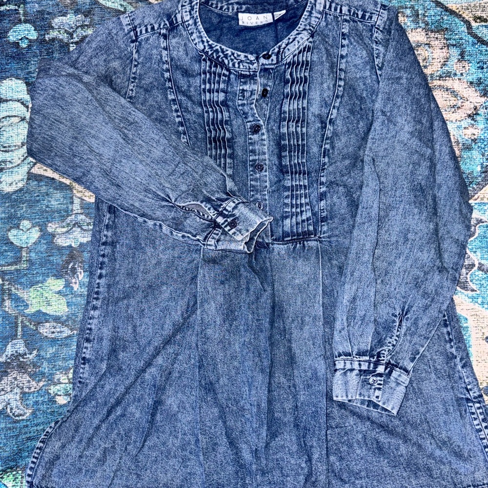 Joan Rivers Washed Indigo Tunic Top